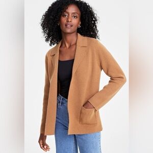 On 34th Open Front Sweater Blazer Cardigan Camel Color - S